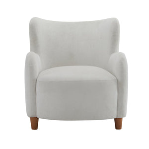 English Elm Christopher Knight Home® - Lucia Velvet Wingback Armchair with Pocket Spring Cushion, Mid-Century Birch Legs, Luxe Comfort White 31.5 L x 30.75 W x 30.5 H N776P205426W
