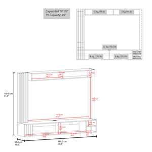 English Elm Wenge Entertainment Center with Wine Storage, Open Shelves & Durable Melamine Finish for Living Rooms B062S01376
