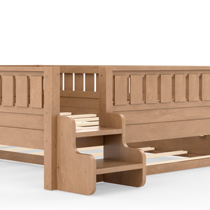 English Elm Queen Bunk Bed with Trundle Solid Pine Kids Car Themed Frame Built-in Bookshelf Natural W1580S00564