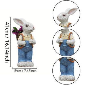 English Elm Simulated Rabbit Couple Resin Garden Sculpture Hand-painted Outdoor Figurine Decor W5709P501348