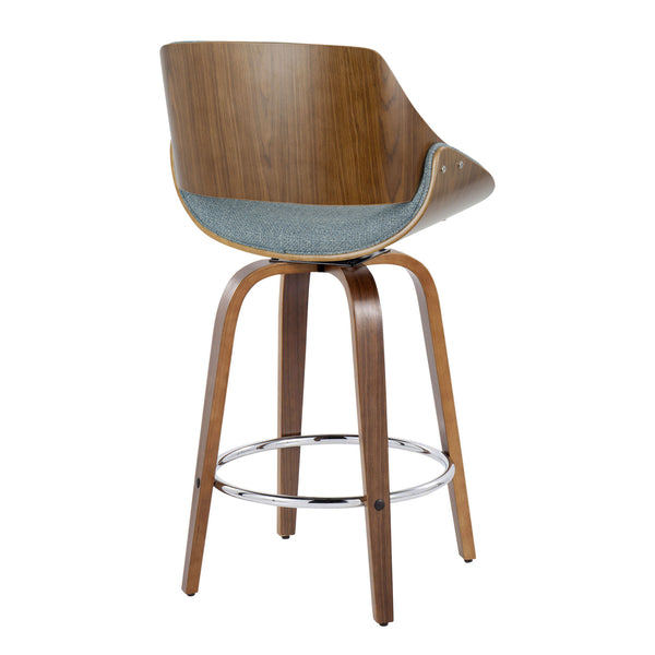 English Elm 26" Mid-century Swivel Counterstools Walnut Legs Camel Faux Leather Seat Set of 2 B202S00259