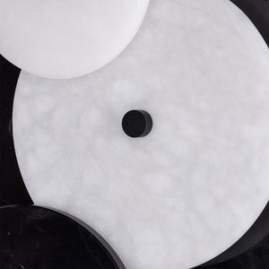 Inyo Wall Sconce: Elegant Mid-Century Modern Design with Black Marble & Alabaster for Stunning Illumination