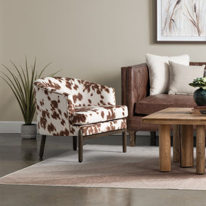 Crestview Collection Rustic Accent Chair With Cowhide Pattern - Durable, Stylish Living Room Furniture For Comfort Brown Polyester Cvfzr6151