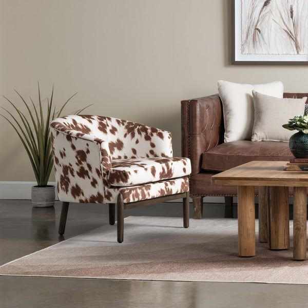 Crestview Collection Rustic Accent Chair With Cowhide Pattern - Durable, Stylish Living Room Furniture For Comfort Brown Polyester Cvfzr6151
