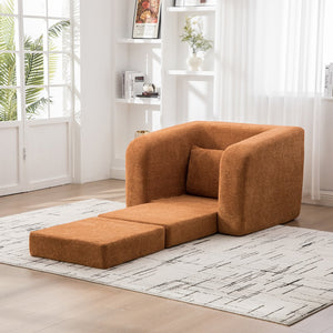 English Elm 40" Chenille Cloud Floor Chair Convertible Sleeper Sofa Lounge for Dorm Apartment Bedroom Orange W3118P388896