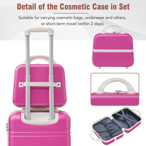 English Elm Hardshell Abs Spinner Luggage Set Four Piece Expandable Tsa Lock Travel Suitcases Pink N732P170218H