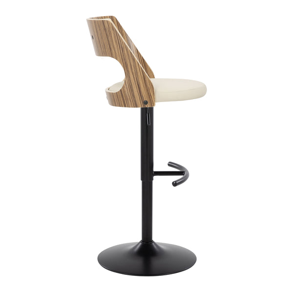 English Elm Contemporary Swivel Barstools Zebra Wood Faux Leather Seat Kitchen Island Set of 2 B202S00760