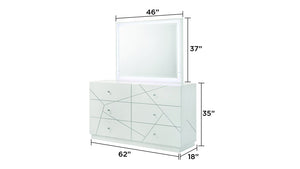 English Elm Manhattan Lacquer Frame Mirror with Integrated Perimeter LED Lighting, White Finish for Modern Spaces B009P309294