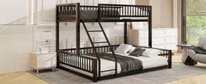 English Elm Twin XL over Queen Metal Bunk Bed with Ladder and Guardrails, Space-Saving Sturdy Frame for Kids and Guests Black N709P277756B