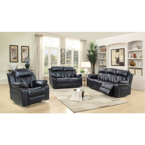 English Elm Glory Daria G682-RL Reclining Loveseat with Channel Tufted Back, PU Upholstery, Durable Comfort Black 26 L x 86 W x 30 H B078108399