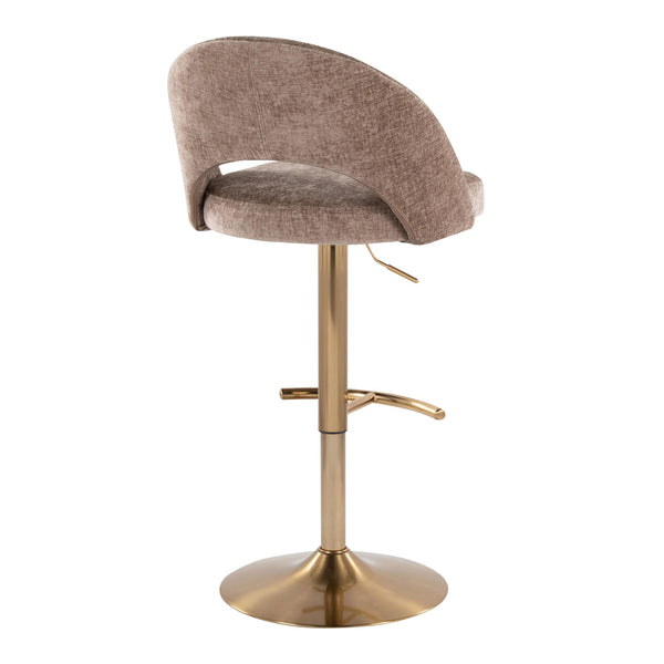 English Elm Adjustable Velvet Swivel Barstools with Chrome Base for Kitchen or Home Bar Set of 2 B202S01998