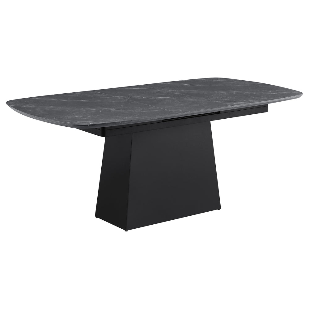English Elm Idlewild Faux Marble Extendable Dining Table with Sculptural Pedestal Base for Modern Spaces B062S01650
