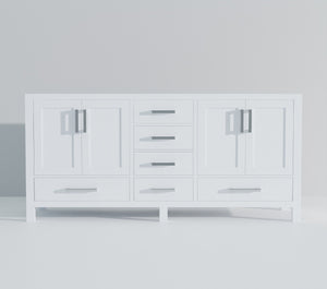 English Elm White Double Bath Vanity With Soft-Close Drawers, 72" Wide, Perfect For Family Bathrooms & Storage B2731P258899-GIGA
