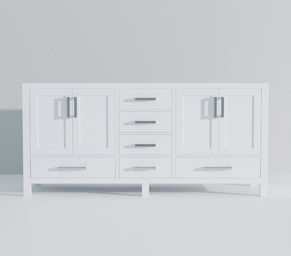 English Elm White Double Bath Vanity With Soft-Close Drawers, 72" Wide, Perfect For Family Bathrooms & Storage B2731P258899-GIGA