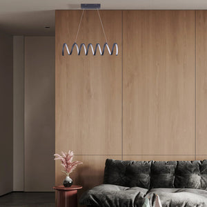 English Elm 23"L Matte Black Spiral Loop Aluminum Pendant Light with Integrated 14W LED, Adjustable 47"-12" Cords, Modern Illuminate B072P220163