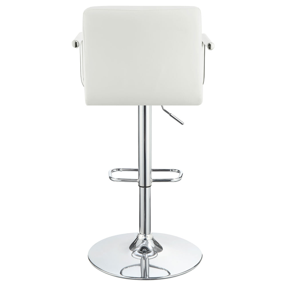 English Elm Letitia White Tufted Adjustable Bar Stool with Chrome Frame, Hydraulic Lift, Footrest & Mid-Century Flair B062P375511