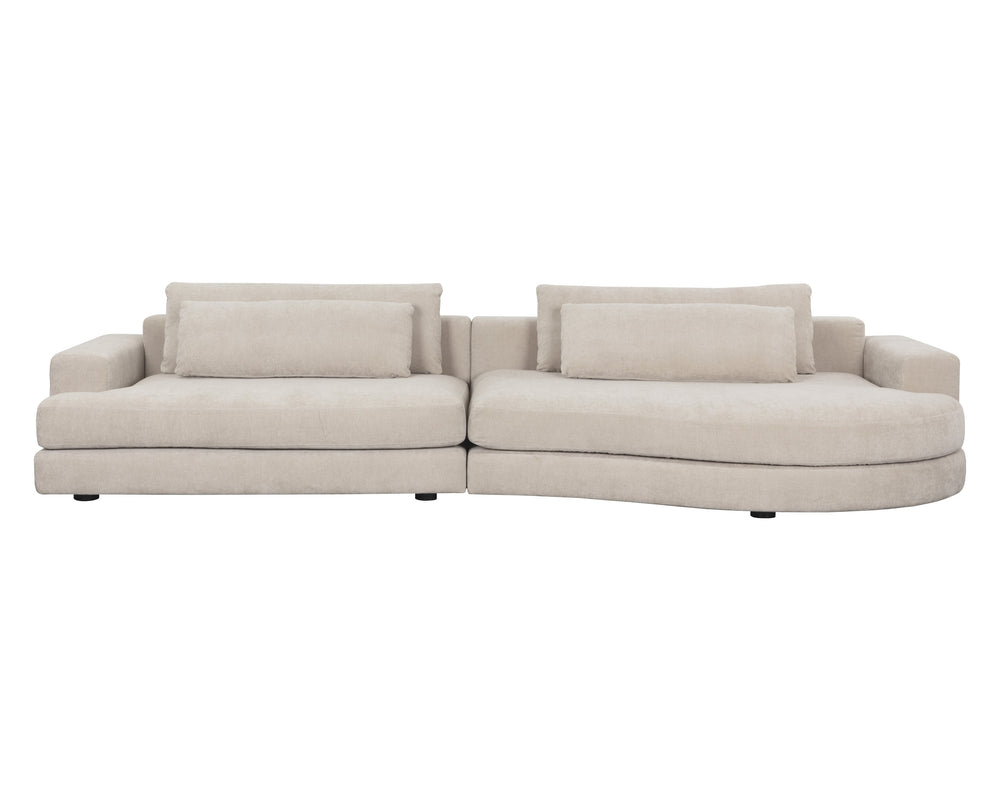 Sunpan Baela Sofa - Luxurious Danny Cream Upholstery with Removable Cushions and Stylish Black Wood Base