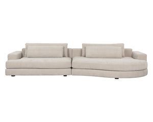 Sunpan Baela Sofa - Luxurious Danny Cream Upholstery with Removable Cushions and Stylish Black Wood Base