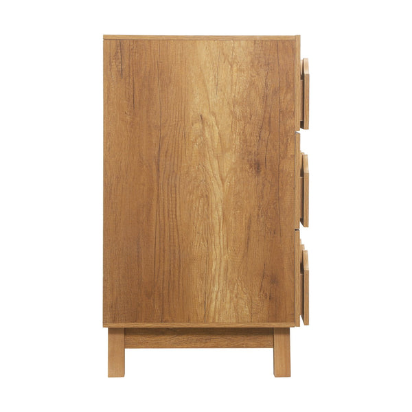 English Elm 60" Wave Front Six Drawer Dresser Sculptural Engineered Wood Media Console for Bedroom Oak N739S0000011N