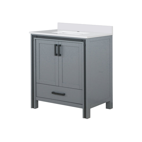 English Elm Dark Grey Bath Vanity 30 in W x 22 in D with Cultured Marble Top, Solid Wood, Soft-Close Drawer, Storage(extra) B2731P260681