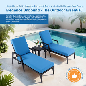 English Elm 3PC TouchTilt Chaise Lounge Set with Sunbrella Cushions, Aluminum Frame, Wheels, Tapered Legs, Ember Black W1886P175986