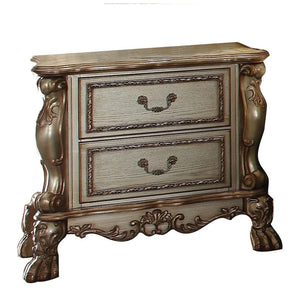 English Elm Gold Gold Patina and Bone 2-Drawer Nightstand with Smooth-Glide Drawers and Sturdy Rectangular Design B062P215403