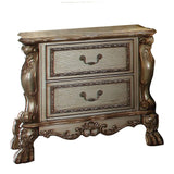 Luxurious Gold Patina 2-Drawer Nightstand with Claw Legs, Elegant Design, Sturdy Construction - 32 x 20 x 31