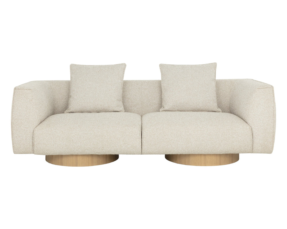 Sunpan Mattis Sofa - Modern Elegance In Santa Cruz Oatmeal With Light Oak Veneer For Timeless Style Taupe Fabric 112035