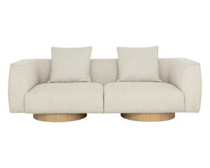 Sunpan Mattis Sofa - Modern Elegance In Santa Cruz Oatmeal With Light Oak Veneer For Timeless Style Taupe Fabric 112035