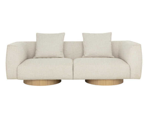 Sunpan Mattis Sofa - Modern Elegance In Santa Cruz Oatmeal With Light Oak Veneer For Timeless Style Taupe Fabric 112035