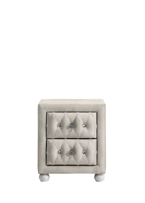 English Elm Reggie Beige Fabric Nightstand with 2 Soft-Touch Drawers, Durable Wood Frame, 80lb Load Capacity B2726P365576