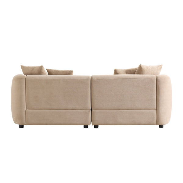 English Elm 87 Inch Curved Velvet Sofa Three Seat Architectural Living Room Conversation Piece Camel N773IS00077N