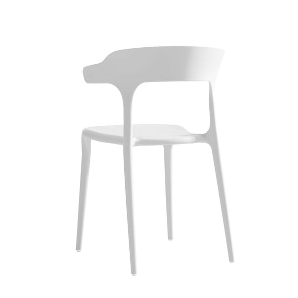 English Elm Stackable Plastic Dining Chairs Set of 4 White – Durable Injection-Molded Polypropylene, Waterproof, 150KG Capacity, Space-Saving Stackable Design W3788P372654