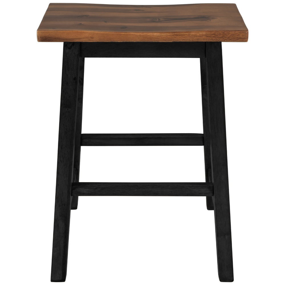 English Elm TOPMAX Rustic 2-Piece Counter Height Wood Stools for Small Spaces, Walnut & Black, Durable 300lb Capacity N717P202397B