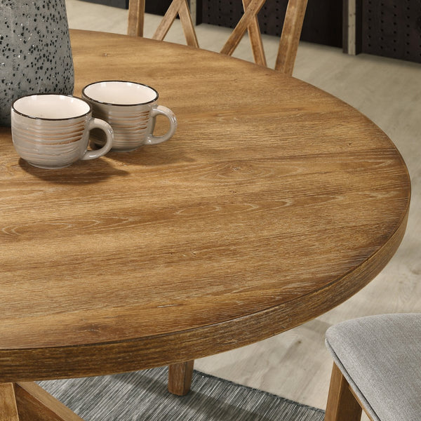 English Elm Windvale Square Oak Veneer Counter Height Table Seats Four with Pedestal Base Brown T2574P165166