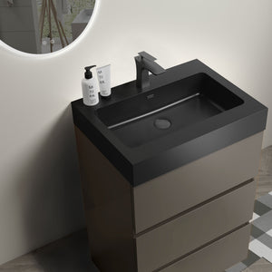 English Elm Alice 24" Gray Bathroom Vanity With Large Storage, Modern Matte Black Sink, Eco-Friendly Design W1865S00028