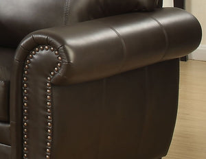 English Elm Sectional Leather Sofa With Antique Brass Trim, Durable Wooden Frame, Perfect For Family Gatherings And Comfort B347S00016-GIGA