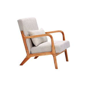 English Elm Mid-Century Upholstered Accent Chair with Pillow, Ergonomic Solid Wood Frame for Living Room W2989P241862