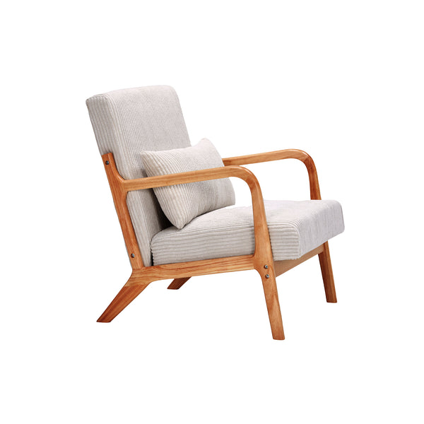 English Elm Mid-Century Upholstered Accent Chair with Pillow, Ergonomic Solid Wood Frame for Living Room W2989P241862