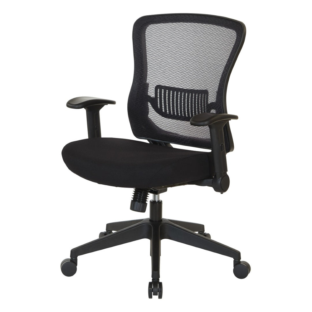 OSP Home Furnishings Dark Air Grid Mesh Back Manager Chair with Lumbar Support and Ergonomic Synchro Tilt Control 515-F37N1F2