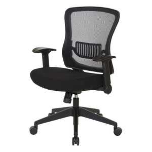 OSP Home Furnishings Dark Air Grid Mesh Back Manager Chair with Lumbar Support and Ergonomic Synchro Tilt Control 515-F37N1F2