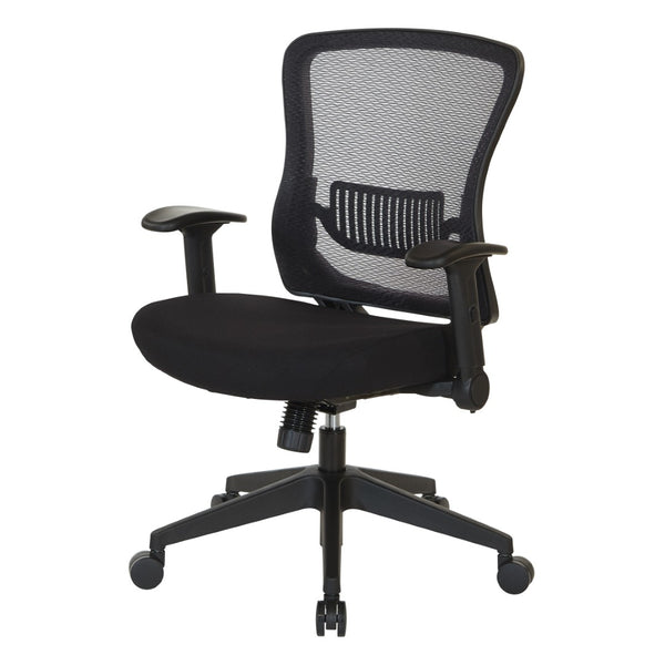OSP Home Furnishings Dark Air Grid Mesh Back Manager Chair with Lumbar Support and Ergonomic Synchro Tilt Control 515-F37N1F2