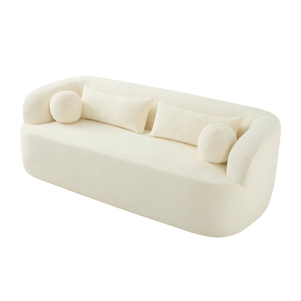 English Elm [new]86" Chenille Cloud Sofa Curved Legless 3-seater with Pocket Springs for Living Room Beige N723P404465A