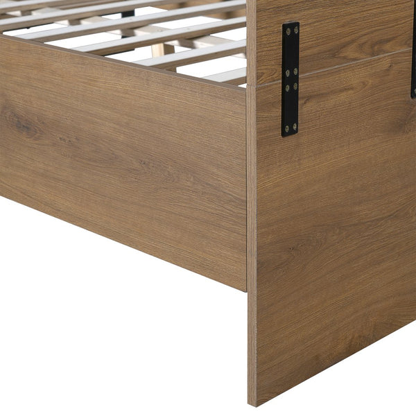 English Elm Christopher Knight Home® - Engineered Wood Queen Bed Frame - Modern Two-Tone Design In Natural & Black, Sturdy & Stylish Support N770P283038N_N770P283039N