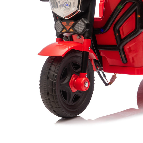 English Elm 12v Kids Electric Cargo Trike with Led Lights Wide Seat Anti-slip Wheels Toddler Ride On Red W1578P336051