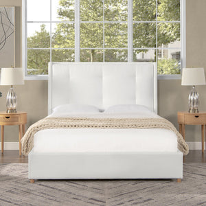 English Elm Jennifer Taylor Home - Miramar Queen Cushion-Back Headboard Bed Frame - Antique White, Stylish Coastal Comfort & Support B2719P238241