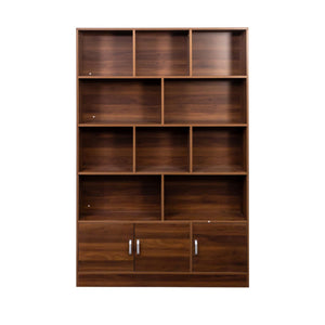 English Elm 70.87" Tall Bookshelf with 10 Cubes & 3 Doors, 4-Tier Modern Cube Organizer for Living Room Office Decor W331P257393