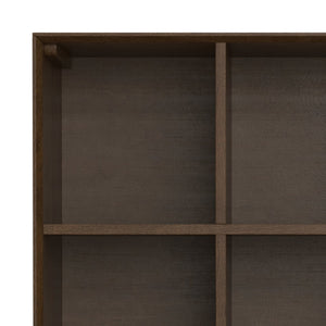 English Elm Banting 9 Cube Bookcase with Drawers Walnut Brown - Solid Rubberwood, Metal Frame, 3 Drawers, 9 Cubes B136P238617