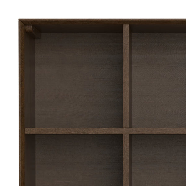 English Elm Banting 9 Cube Bookcase with Drawers Walnut Brown - Solid Rubberwood, Metal Frame, 3 Drawers, 9 Cubes B136P238617