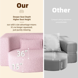 English Elm Modern Full Size Folding Sofa Bed with Teddy Fabric, Foam-Filled 15" Sleeper, 2 Pillows, No Assembly Required Pink W1885P272260